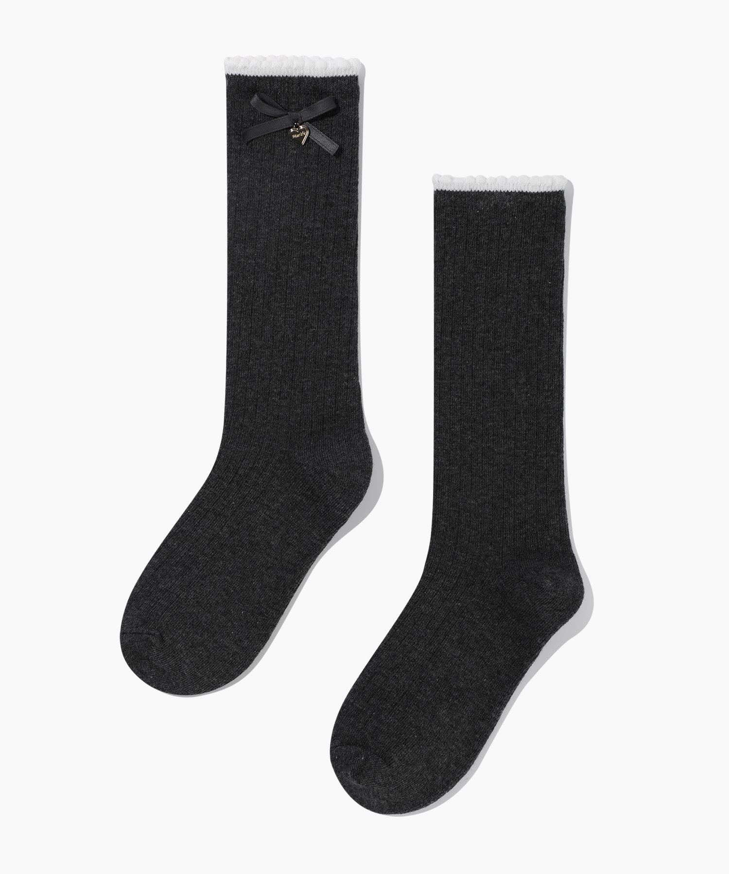 KIDS W SCALLOP KNEE SOCKS charcoal