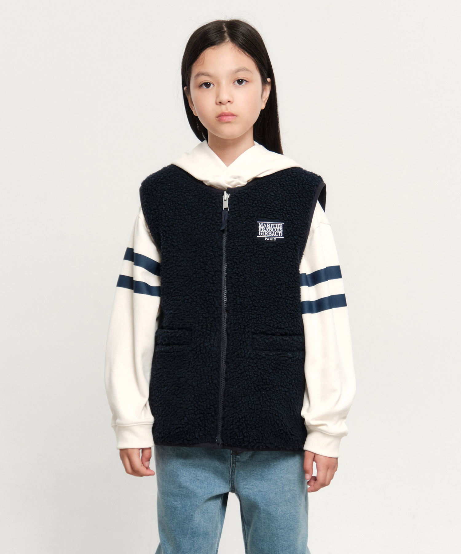 KIDS CLASSIC LOGO REVERSIBLE FLEECE VEST dark navy