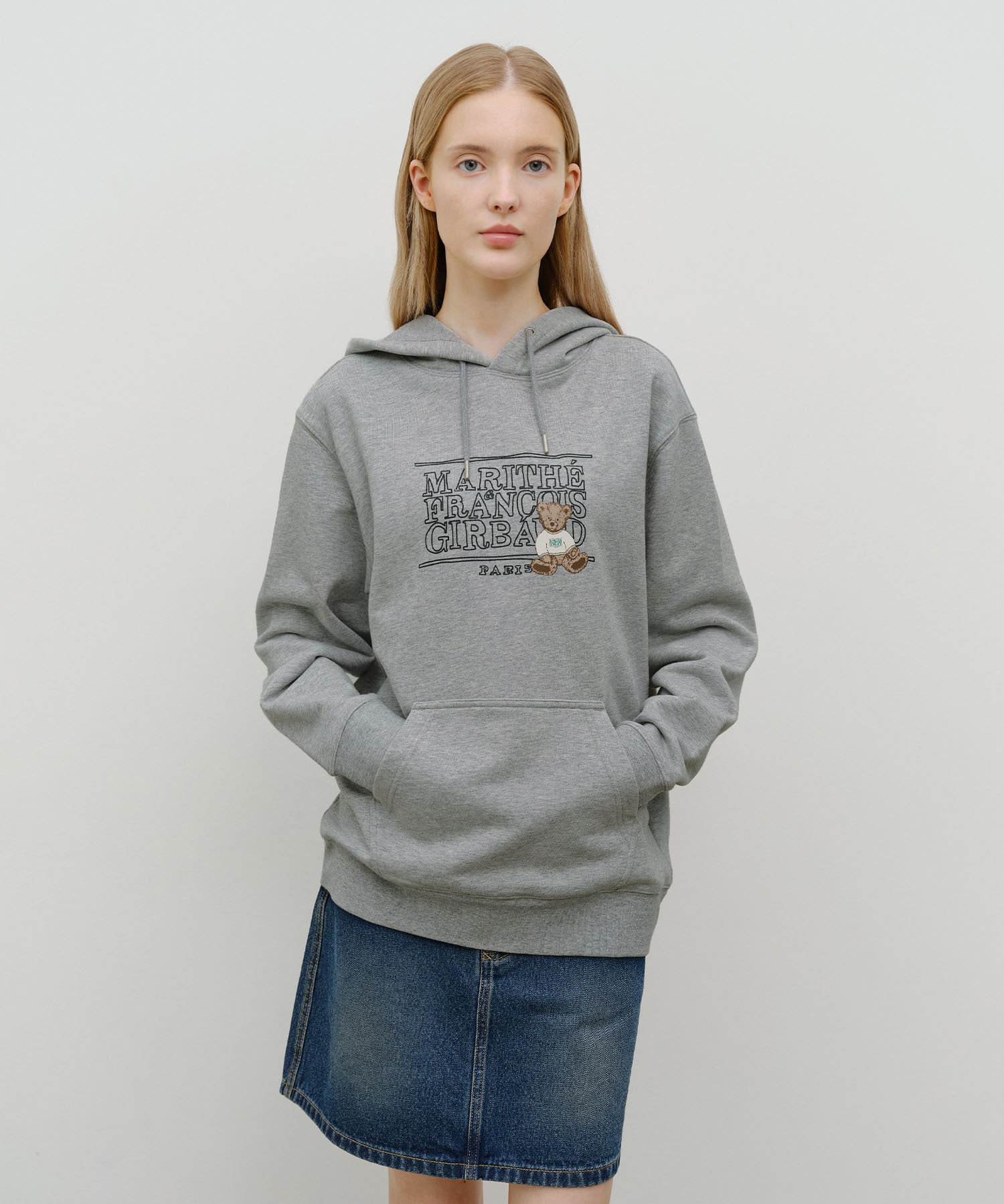 DOODLE CLASSIC BEAR HOODIE heather gray