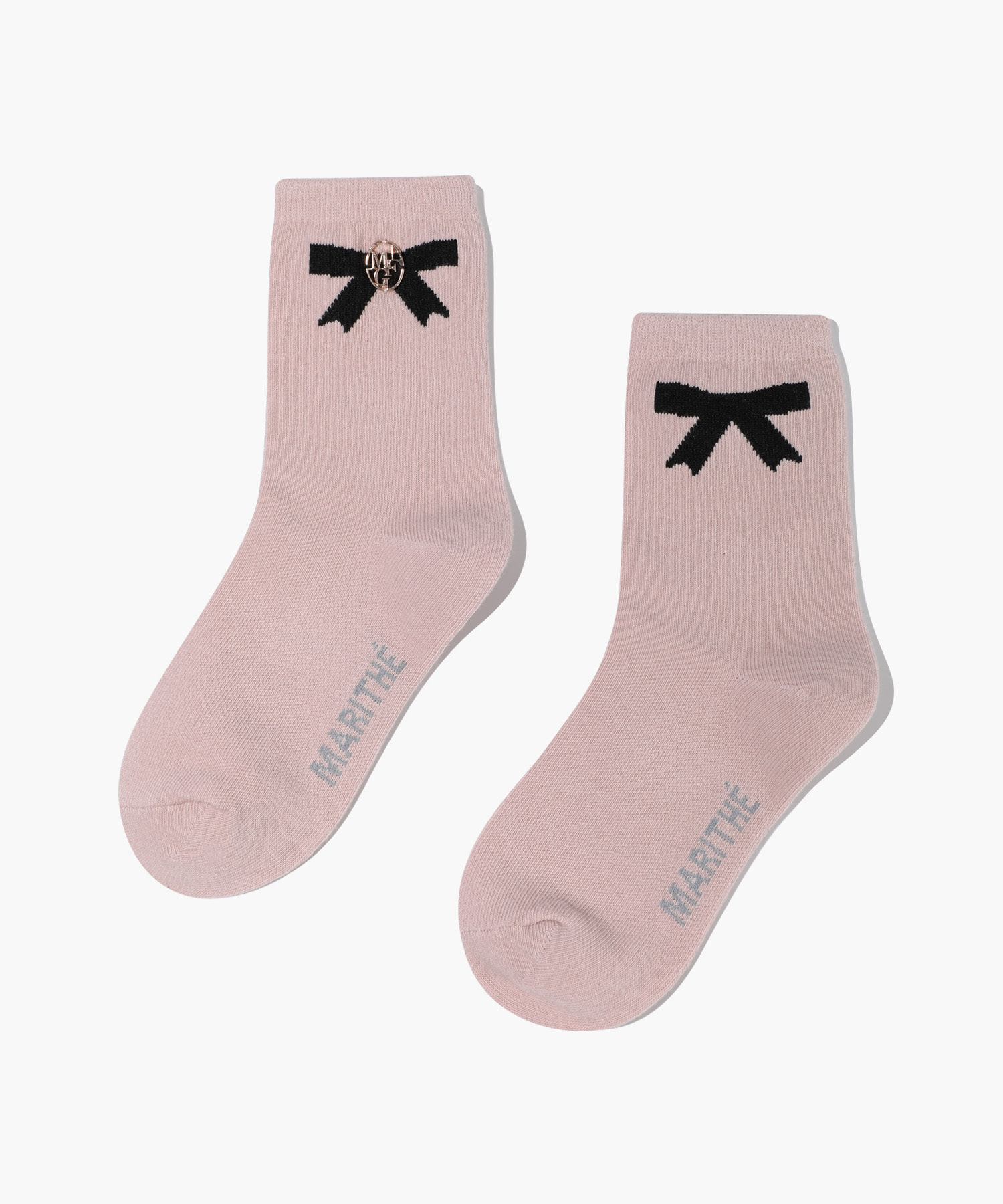 KIDS W CIRCLE LOGO RIBBON SOCKS dark pink