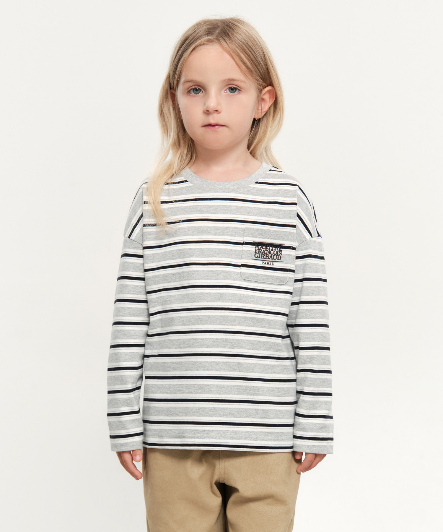KIDS STRIPE LONG SLEEVE heather gray