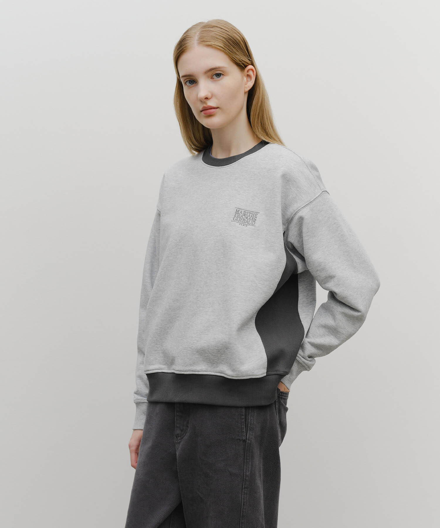 CLASSIC LOGO SIDE COLOR BLOCK SWEATSHIRT heather gray