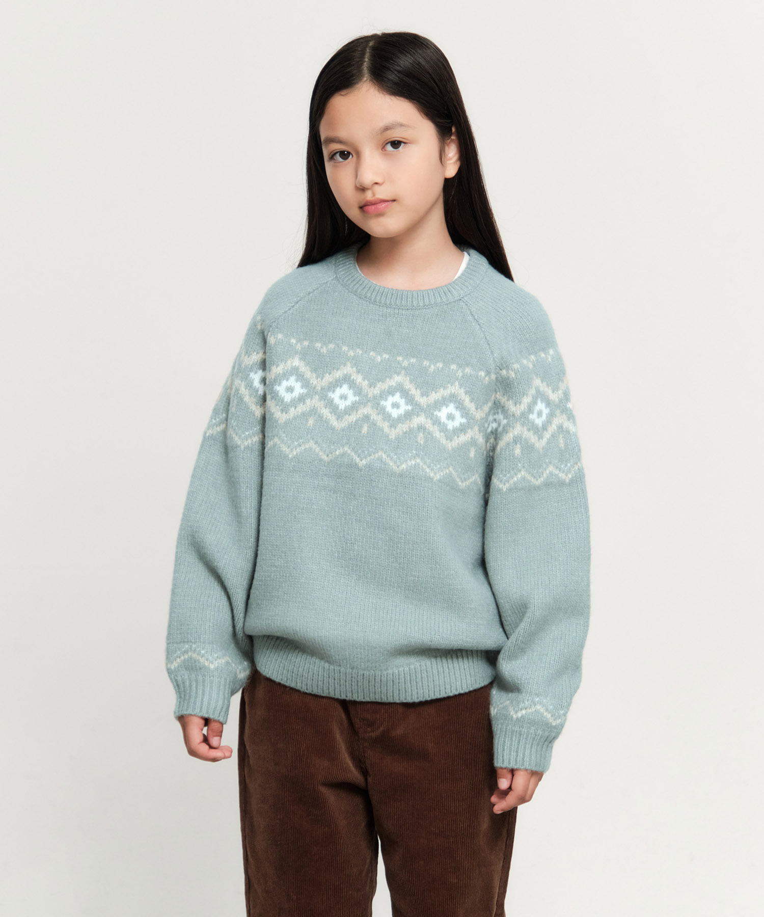 KIDS NORDIC KNIT PULLOVER mint