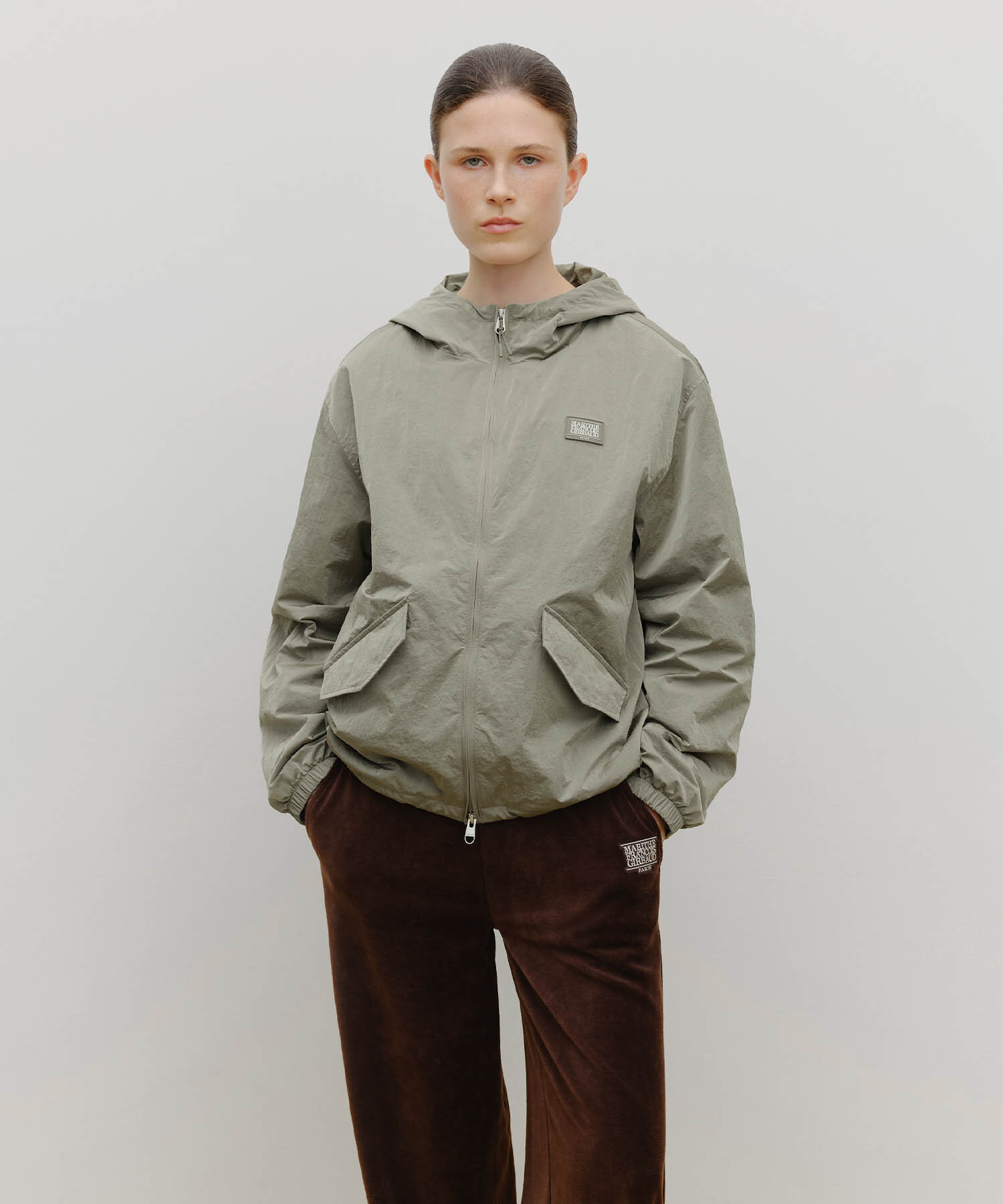 SPORT HOODED WINDBREAKER gray