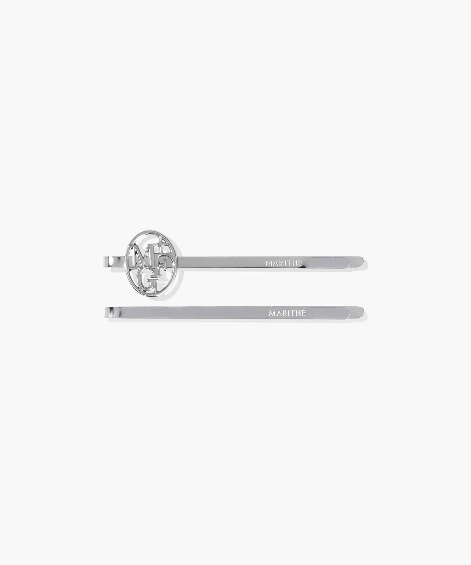 CIRCLE LOGO SLIM METAL HAIR PIN 2PACK silver