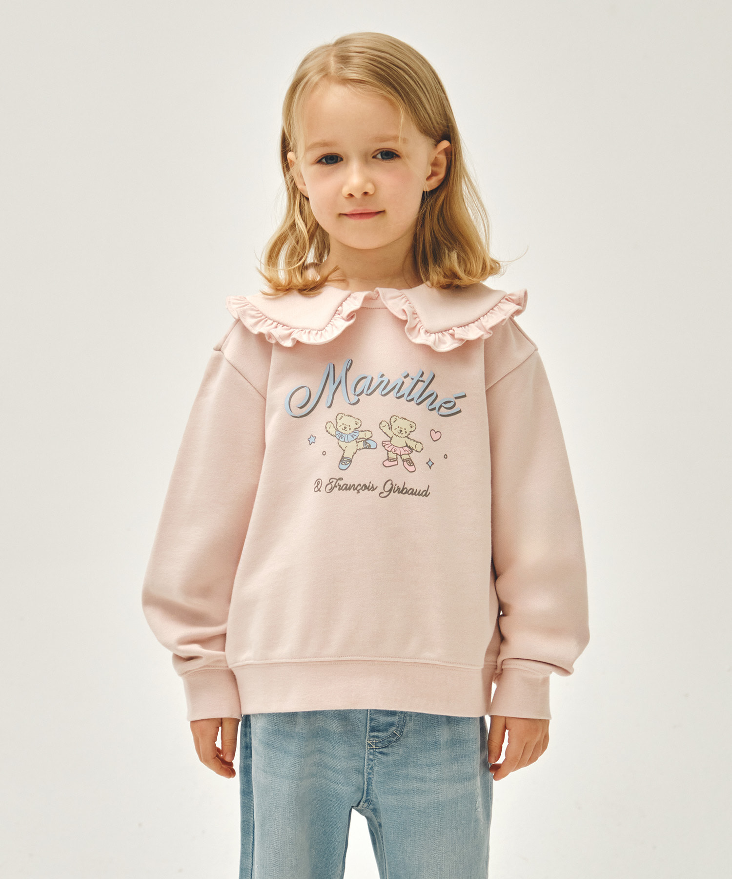 KIDS W FRILL COLLAR SWEATSHIRT pink