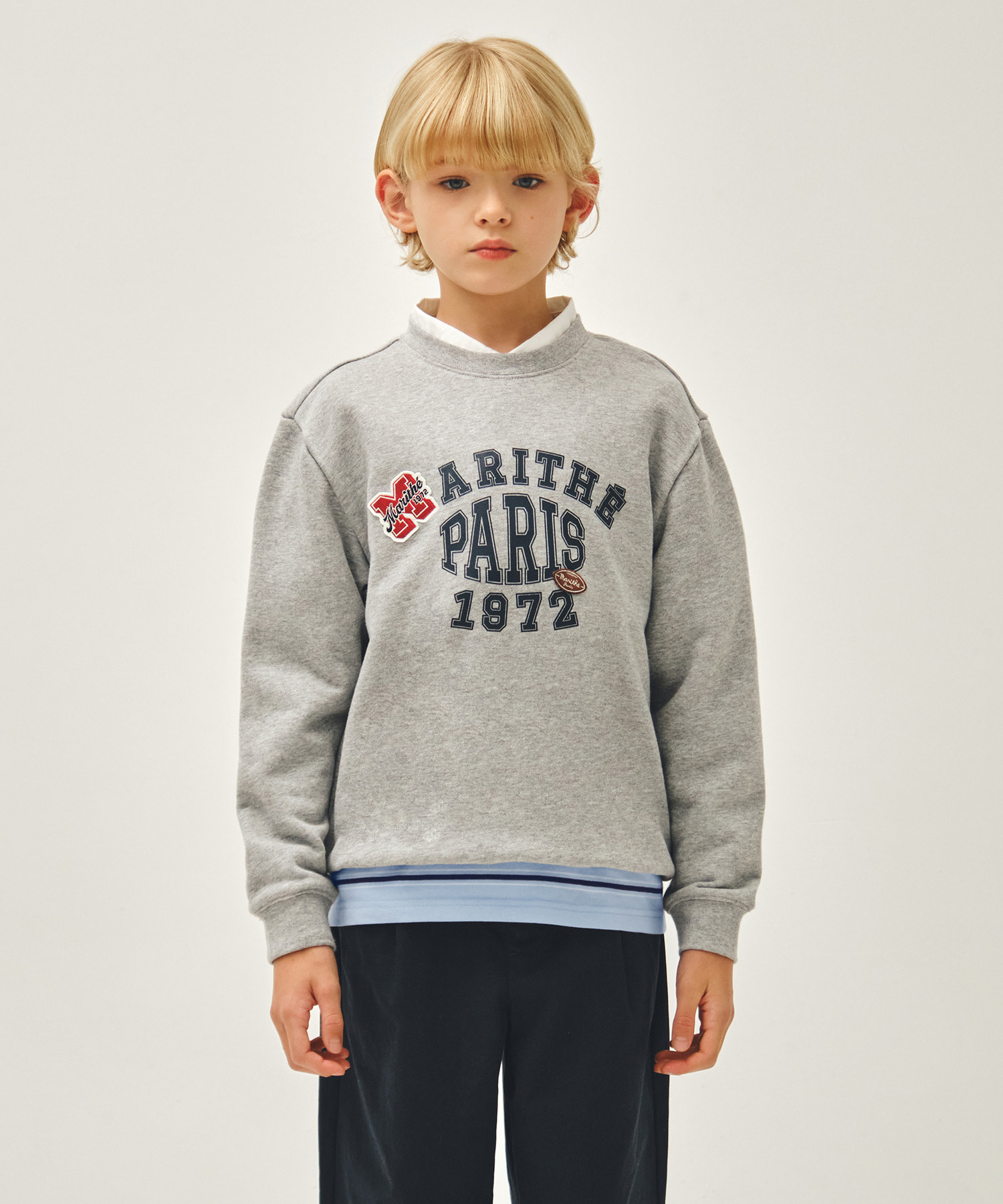 KIDS LOGO PATCH GRAPHIC SWEATSHIRT heather gray