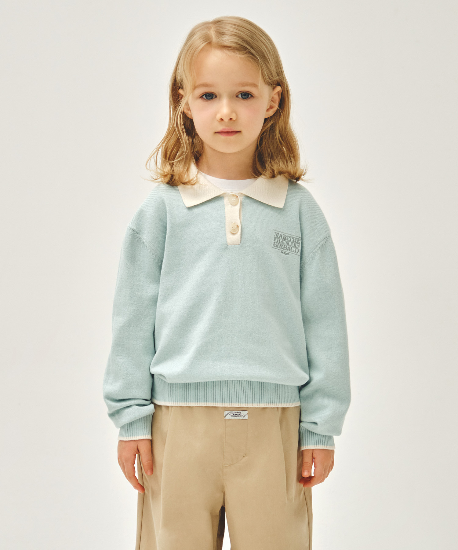 KIDS SMALL CLASSIC LOGO COLLAR KNIT PULLOVER mint
