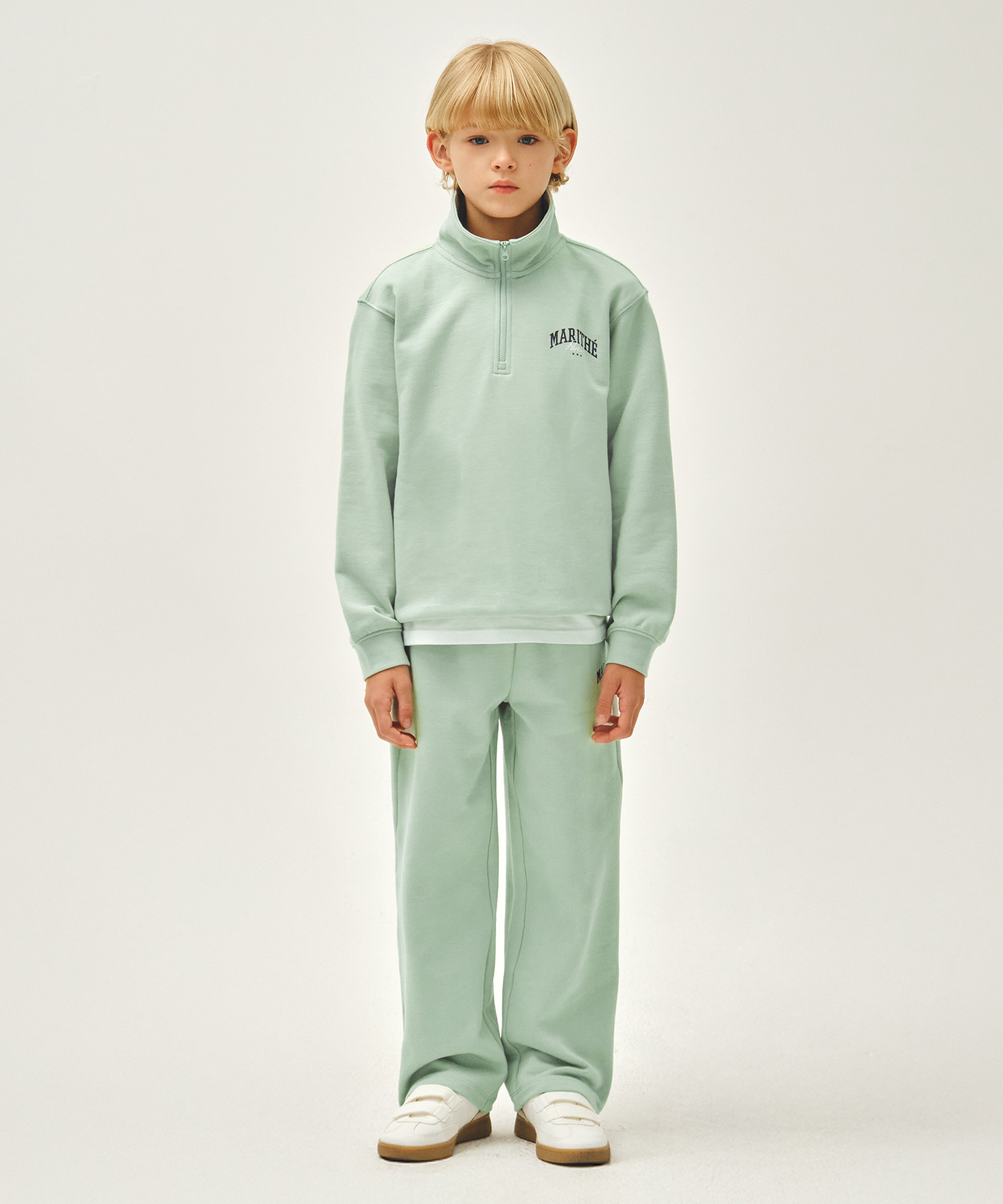 KIDS HALF ZIPUP SWEAT SET-UP mint