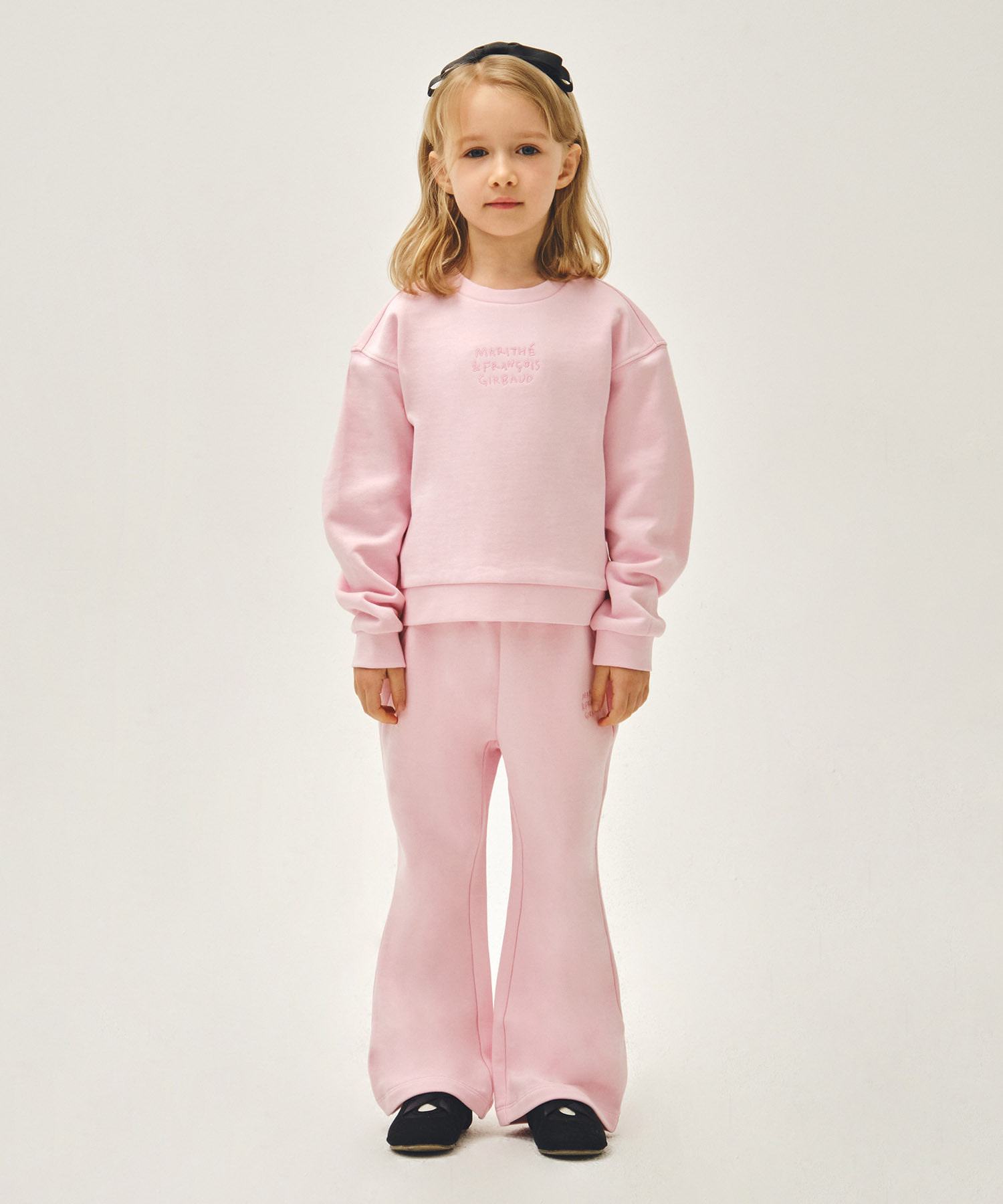 KIDS W BOOTS CUT CROP SWEAT SET-UP pink
