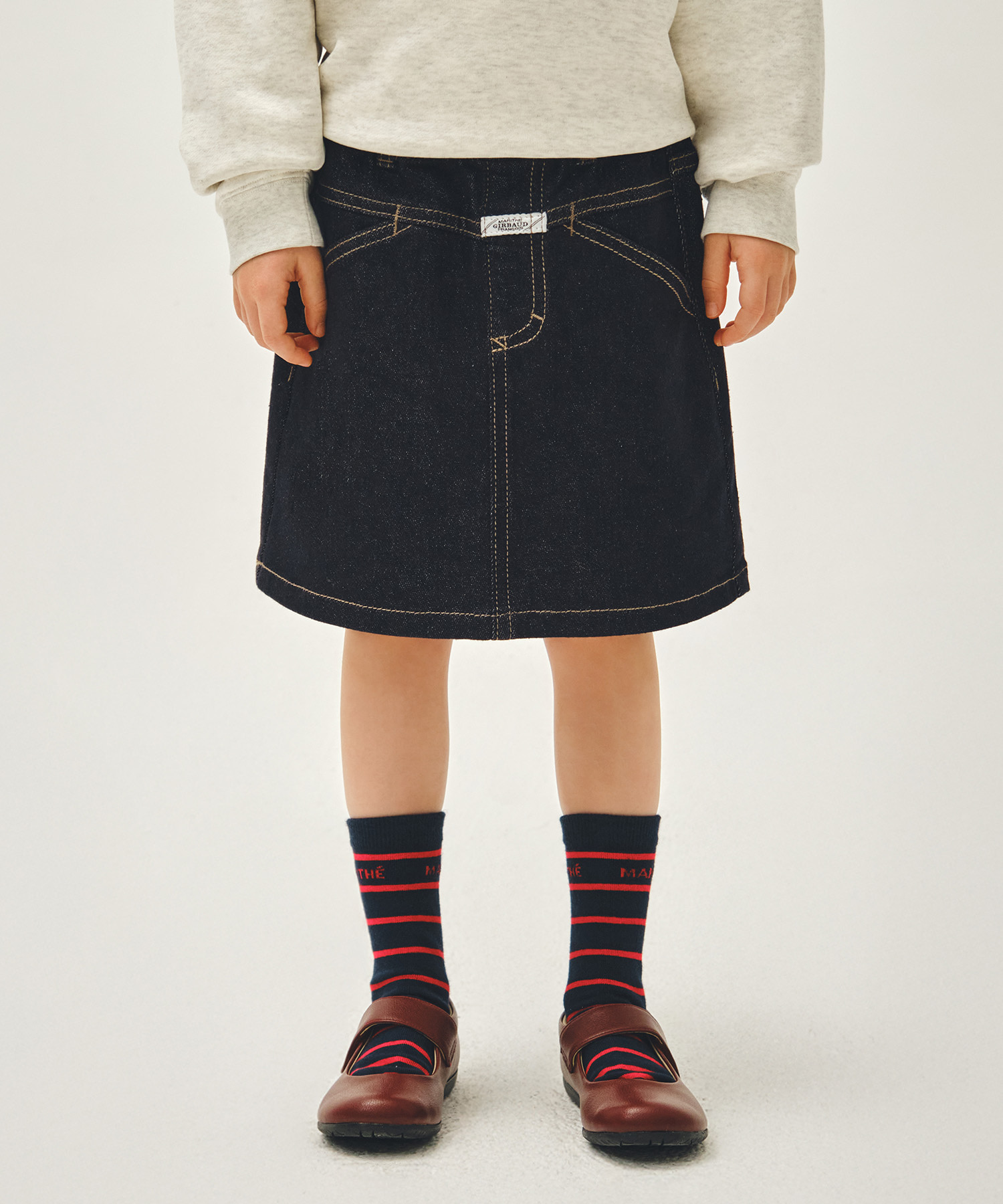 KIDS W X-POCKET DENIM MINI SKIRT indigo