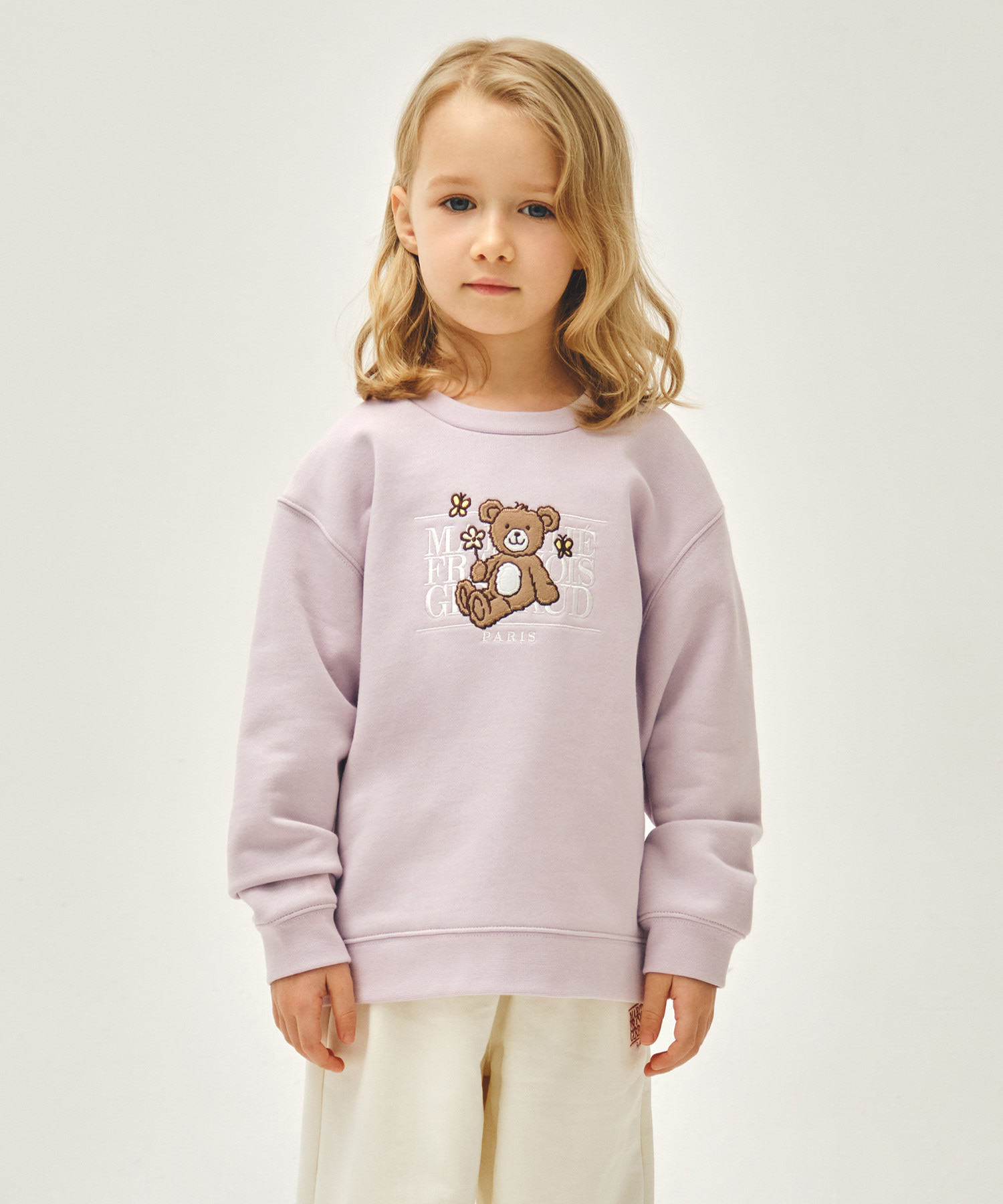 KIDS FLOWER BEAR CLASSIC LOGO REGEN SWEATSHIRT light purple