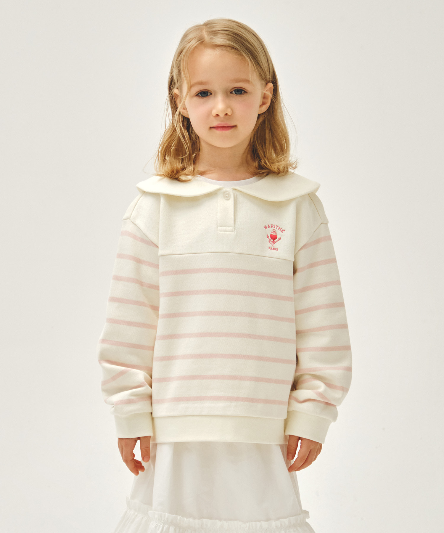 KIDS W SAILOR STRIPE SWEATSHIRT pink