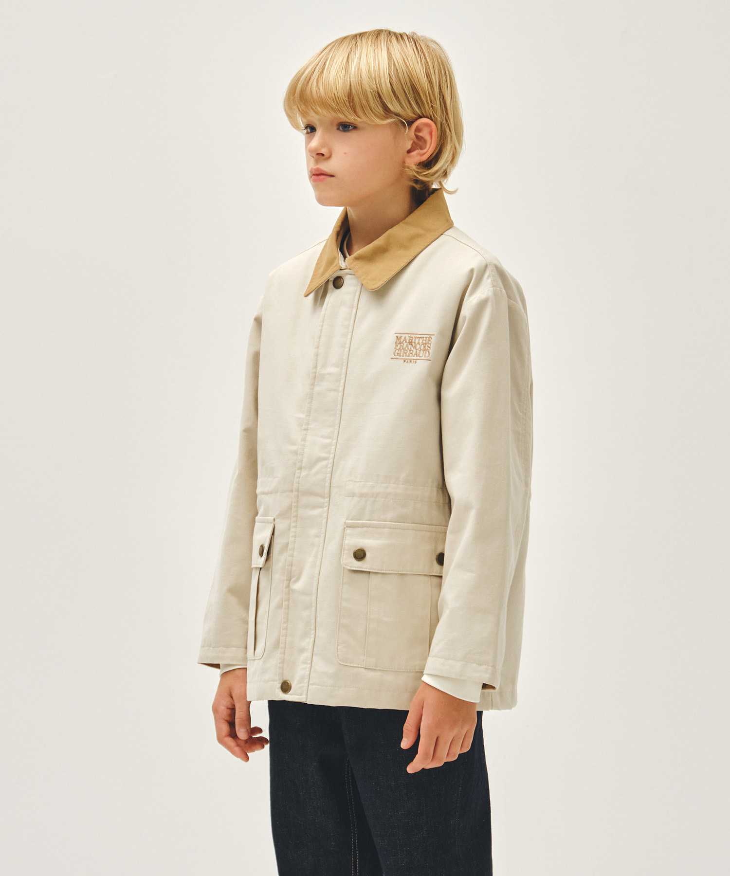 KIDS CLASSIC LOGO DETACHABLE JACKET (VEST SET) light beige