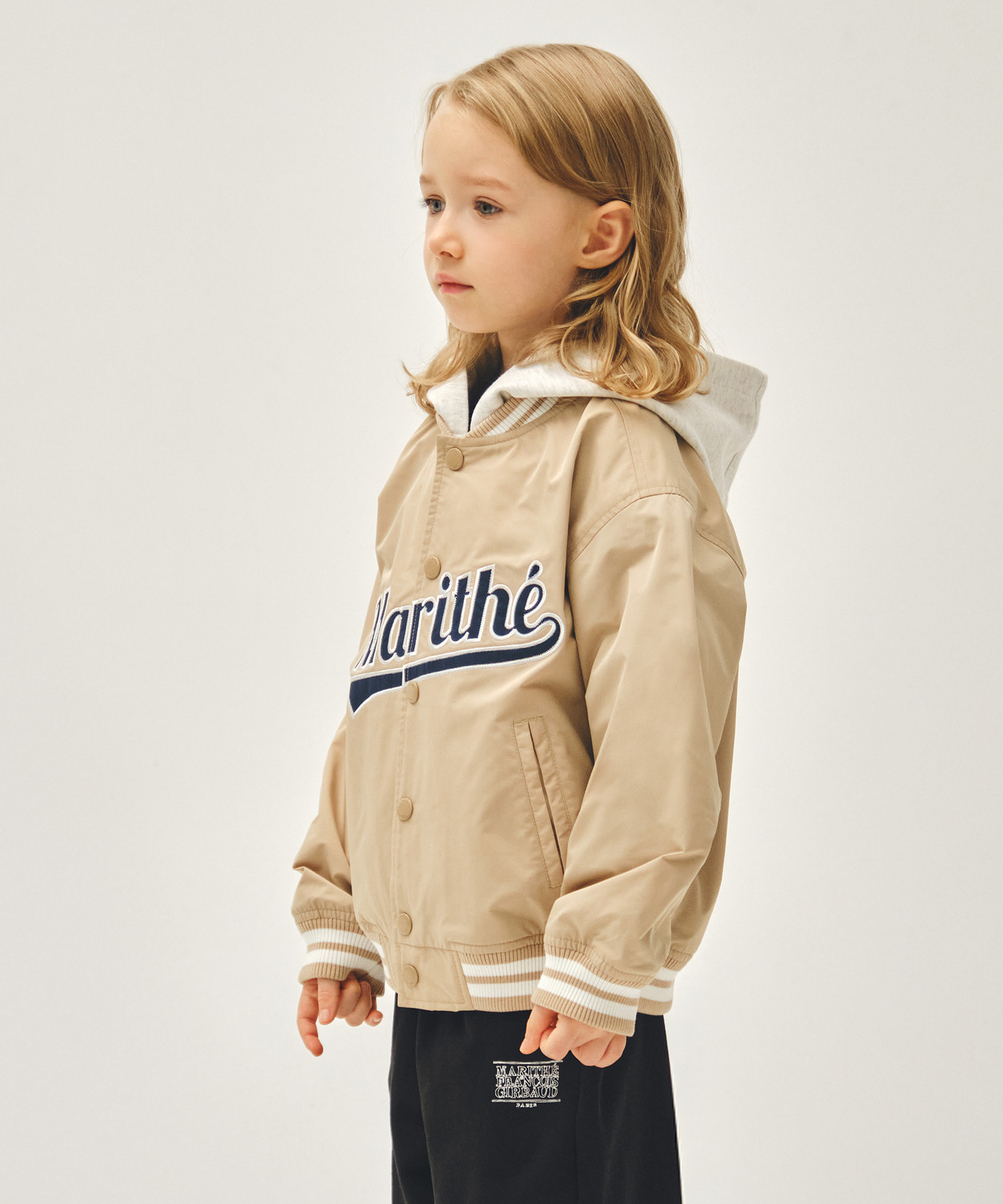 KIDS DETACHABLE BASEBALL JACKET beige