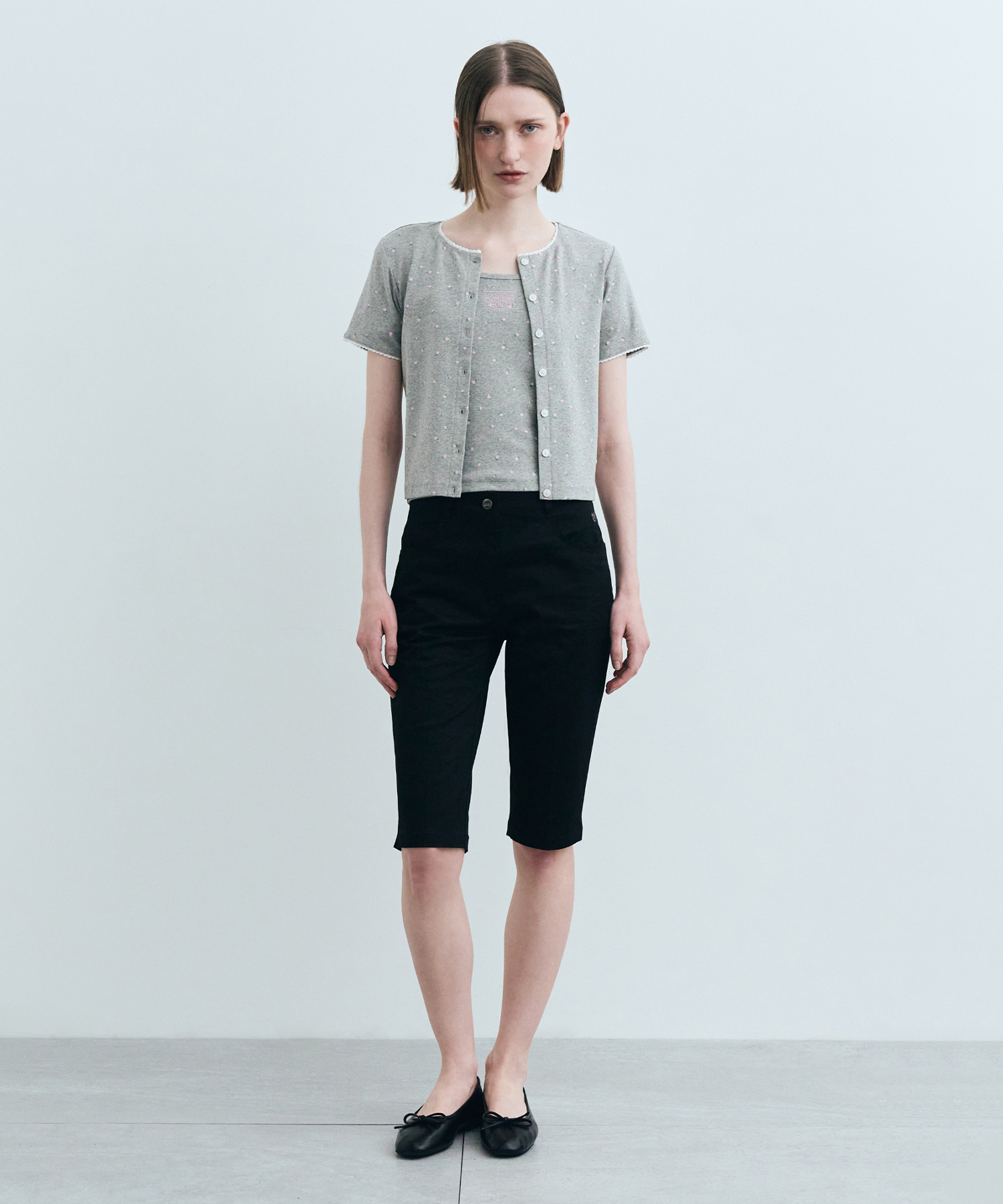 W FLOWER CARDIGAN TEE melange gray - MARITHÉ+FRANҪOIS GIRBAUD