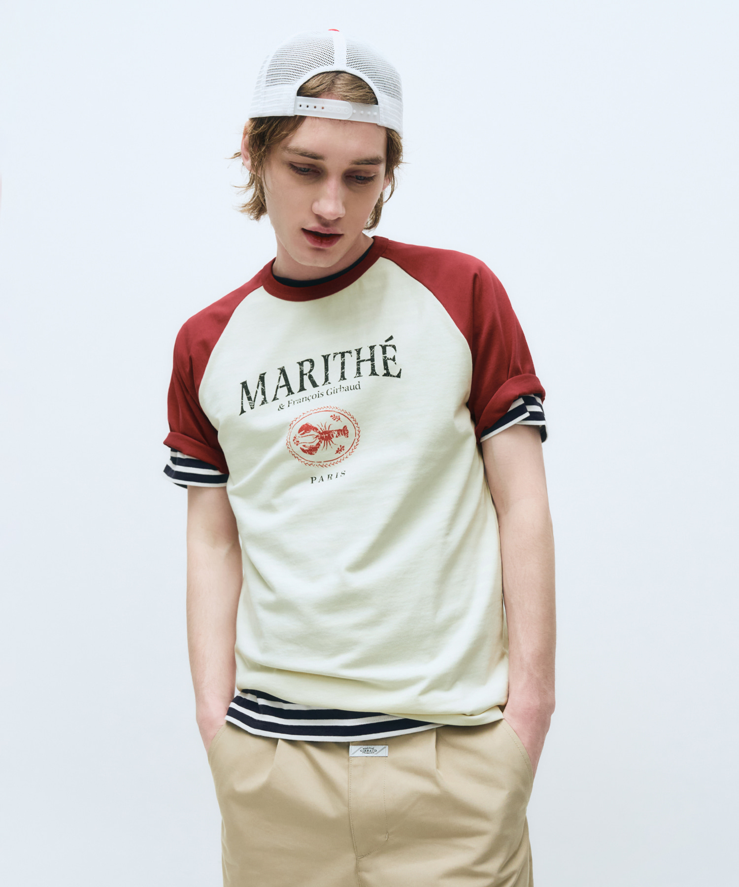 25SS新作◆男女兼用【MARITHE】AEROCOOL RAGLAN GRAPHIC TEE AEROCOOL RAGLAN GRAPHIC TEE navy - MARITHÉ+FRANҪOIS GIRBAUD