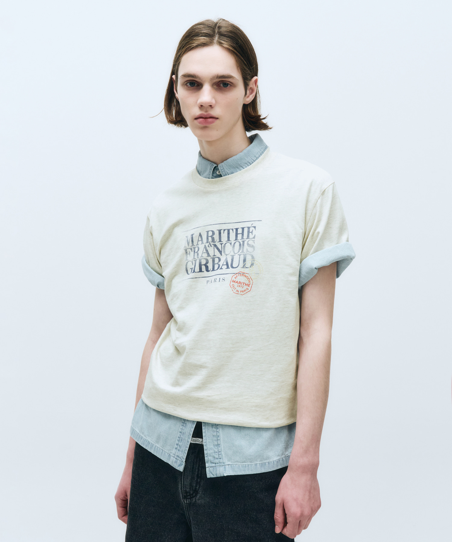 ★Marithe + Francois Girbaud★ CLASSIC LOGO STAMP TEE oatmea CLASSIC LOGO STAMP TEE oatmeal - MARITHÉ+FRANҪOIS GIRBAUD