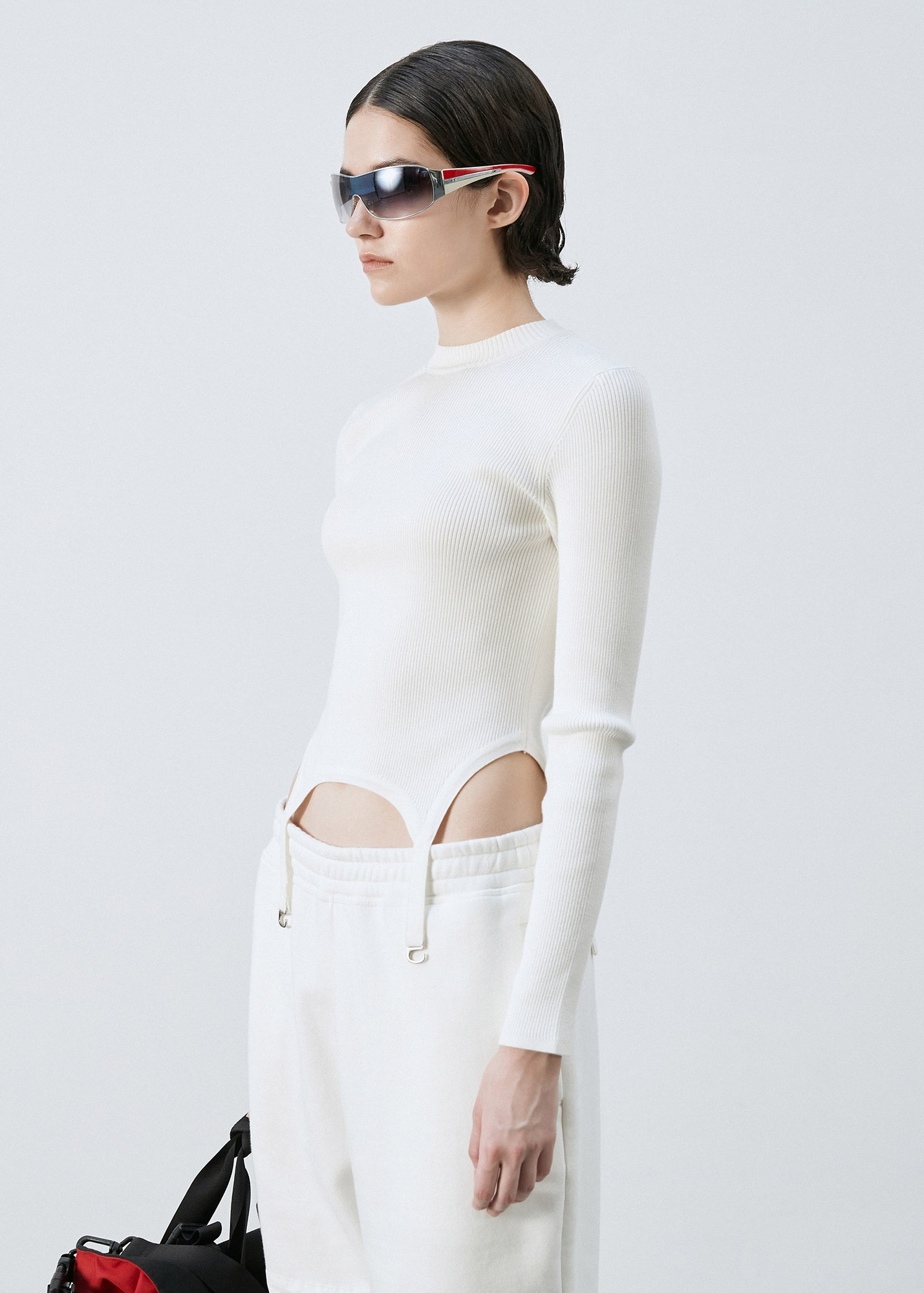 SUSPENDERS RIBBED KNIT TOP IVORY