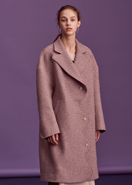 purple curved coat
