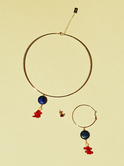 [Set 할인 10%][VLEEDA x Matias] Coral Pearl Earring &amp; Necklace Set