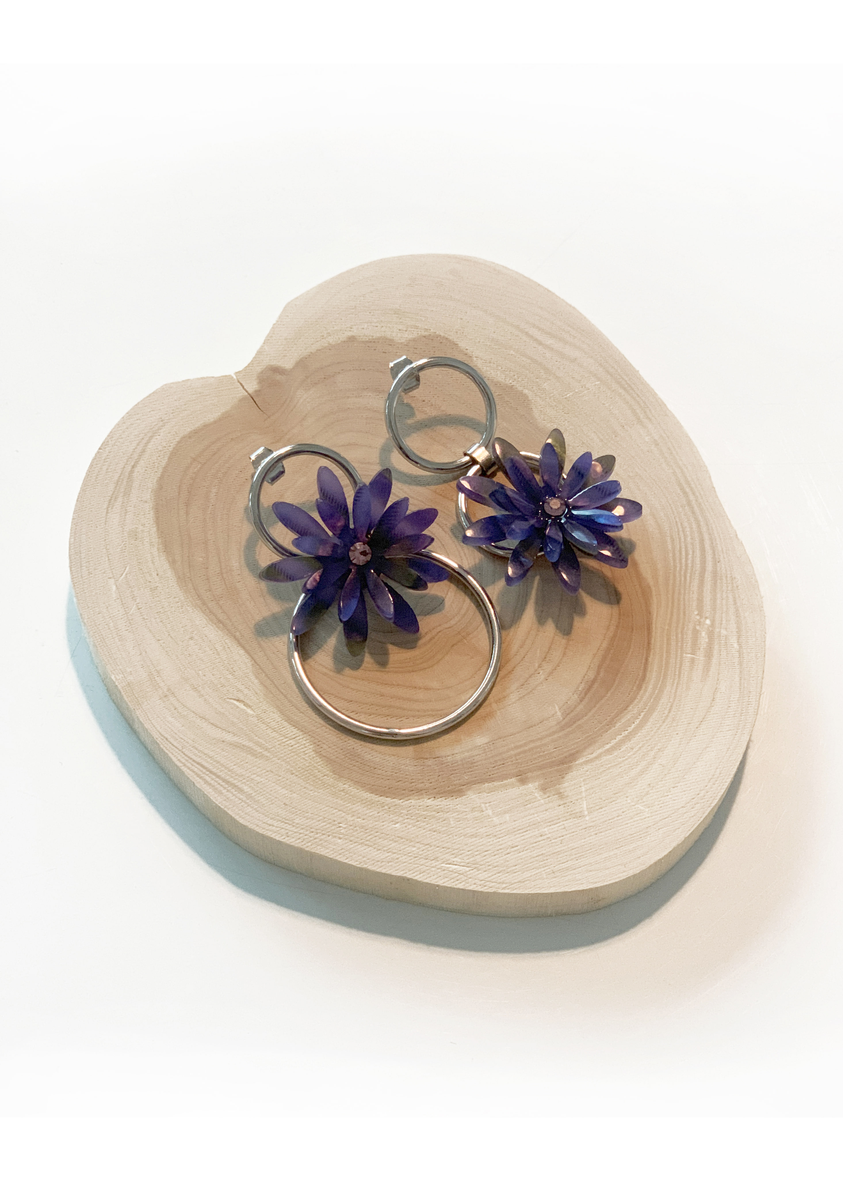purple flower earring