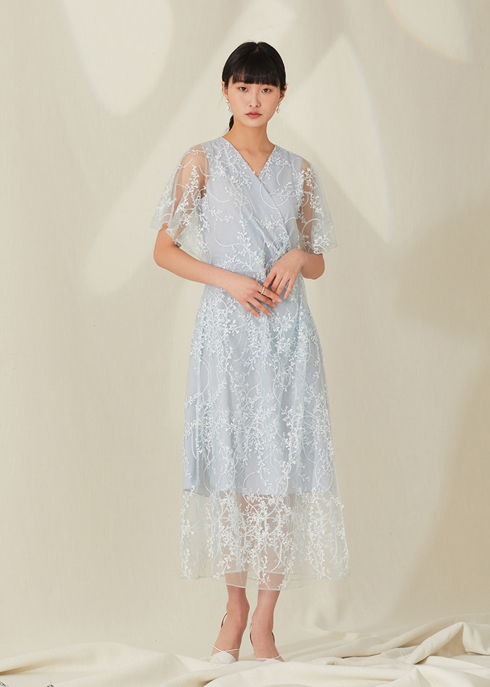 [주문제작] Skyblue lace dress