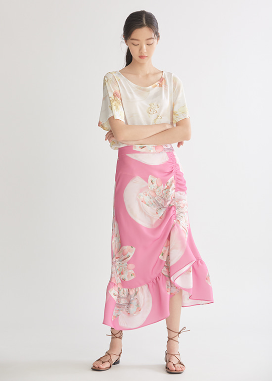 plum shirring skirt
