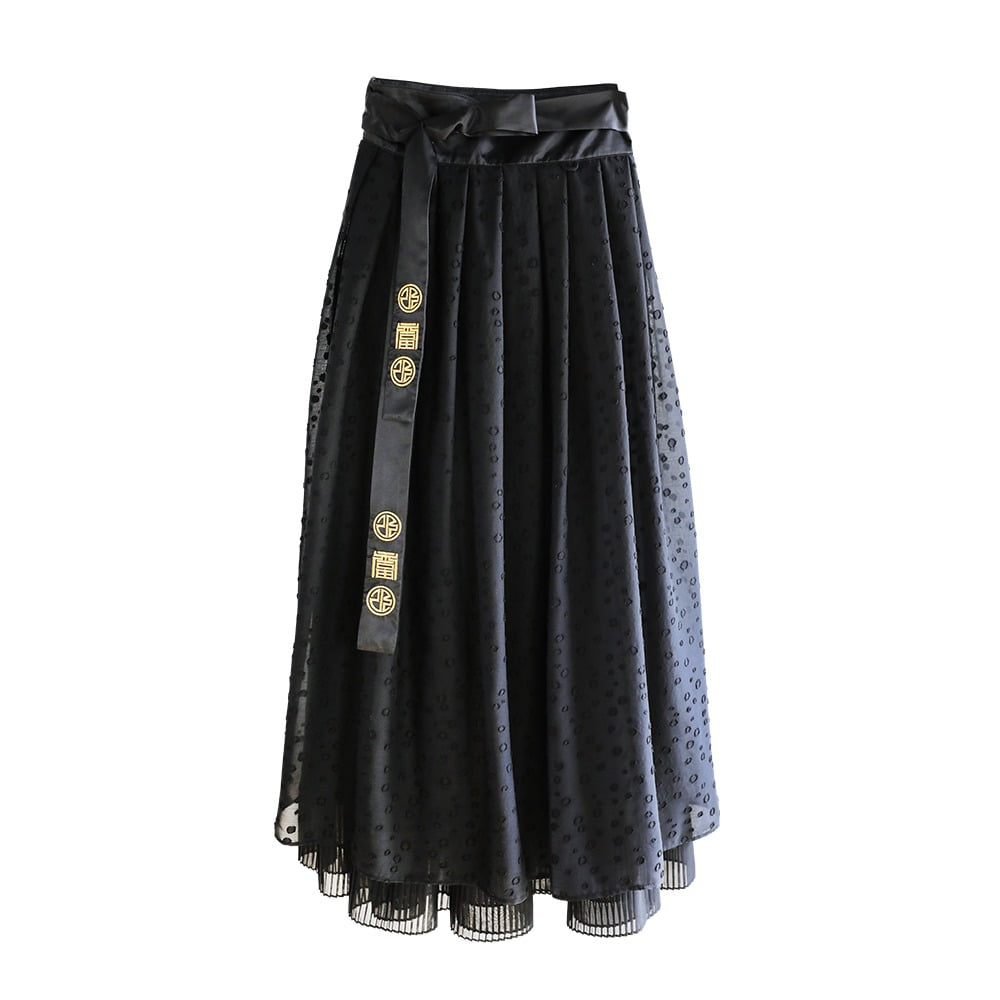 Luck Happy Wrap Skirt Maxi 2 [Black]