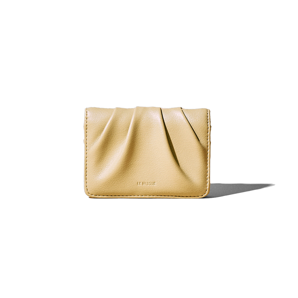 ☆LEMASQUE☆ Dow Soft Women's Leather Card Wallet Pale Lemon DOT Compact Card Wallets pale lemon - LE MASQUE | 60