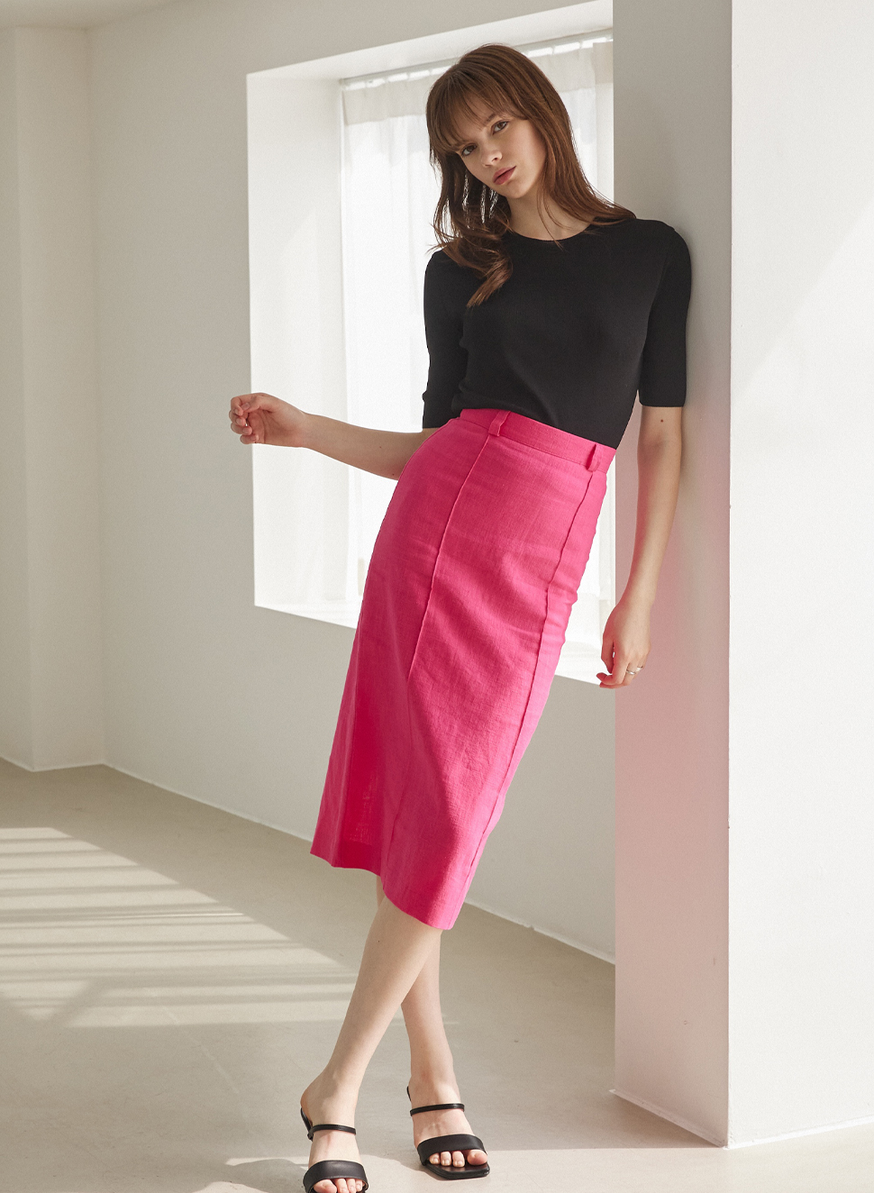 solly linen skirt (summer pink)