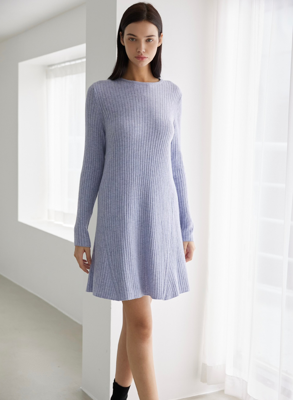 brisbane cashmere blended dress (monets pond blue)