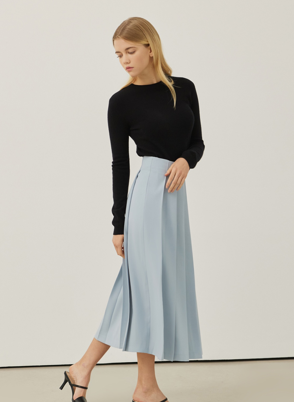kay pleats skirt (blue)