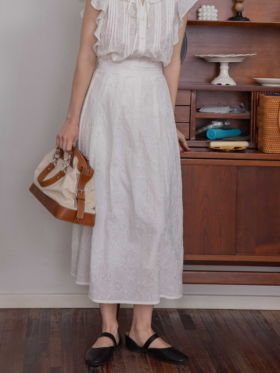 CHAVIVE long skirt_white