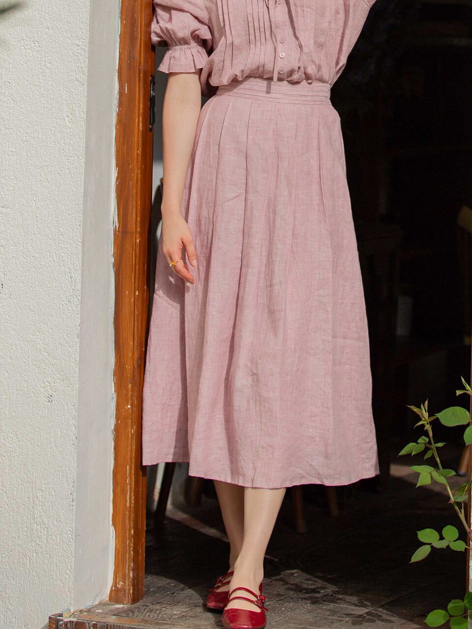 LIAT linen pleats skirt_2colors