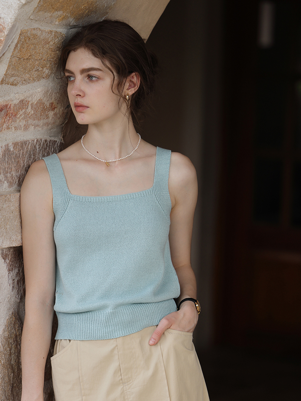 LOIS sleeveless knit top_3colors