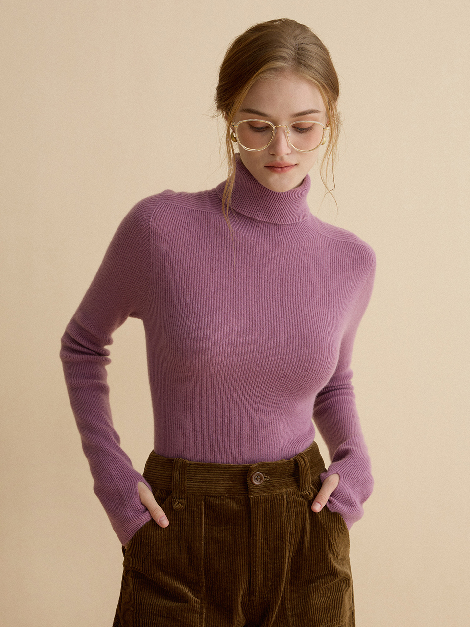ROA whole garment knit_dark lilac