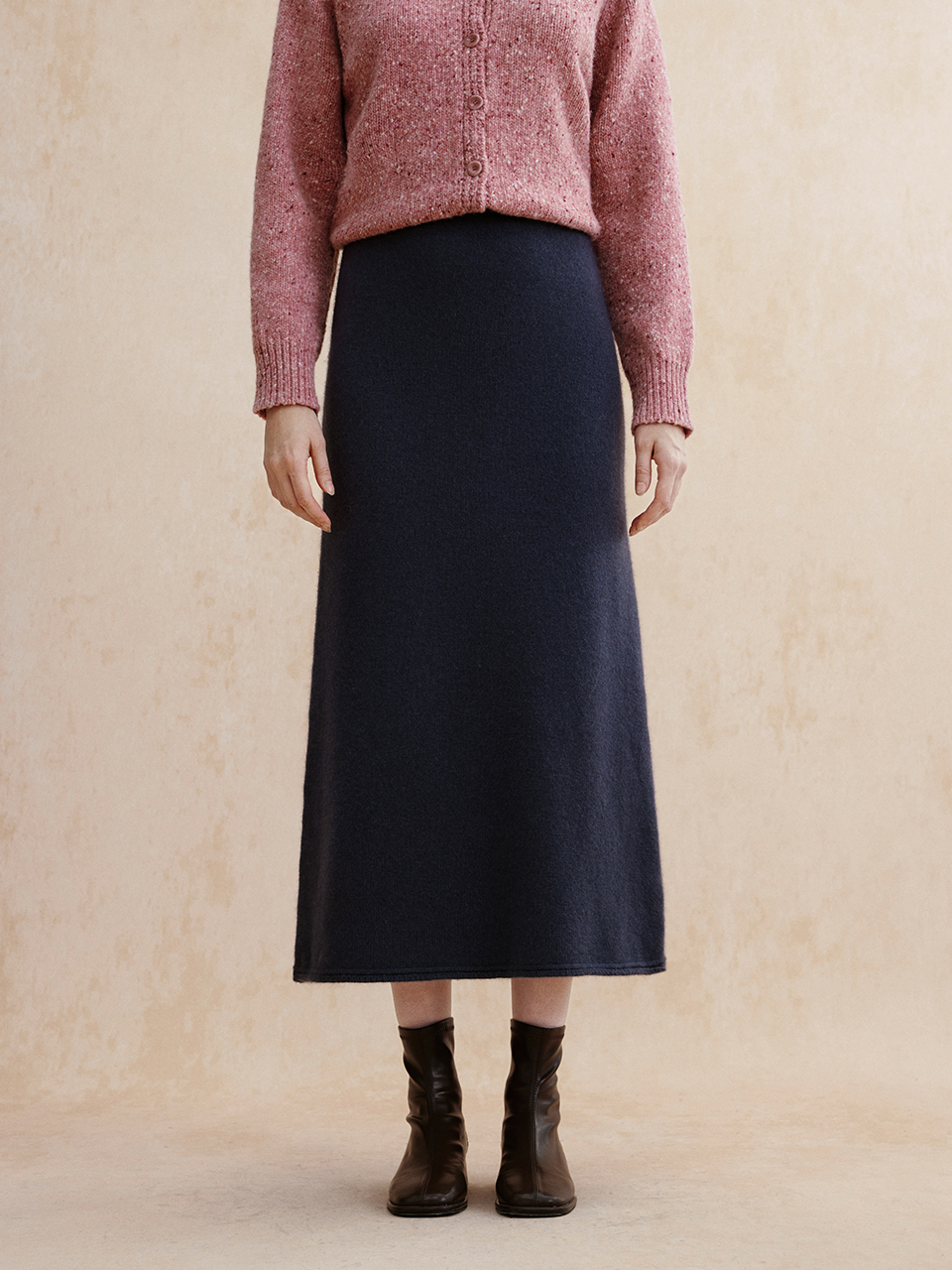 CALISTA woolen long skirt_purple gray