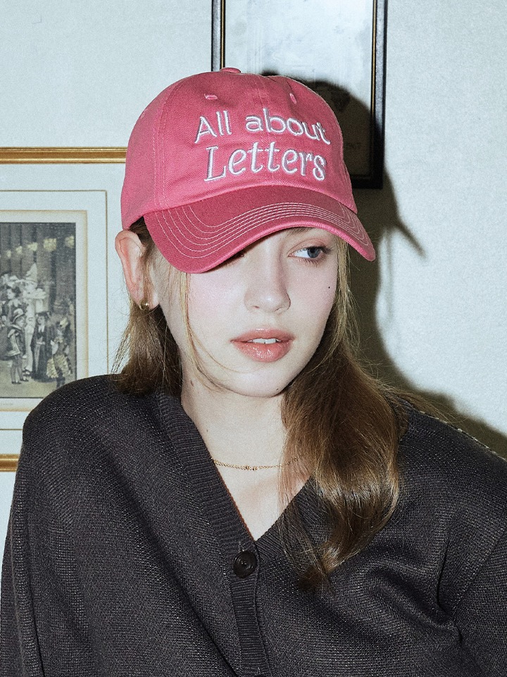 Volume Embroidery Letter Ball Cap ( Pink )