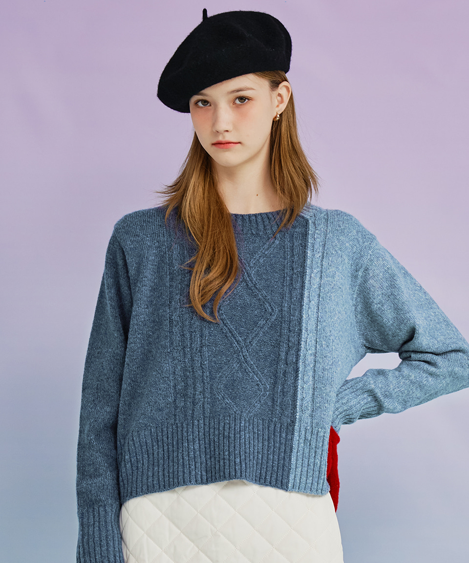 Clementine Wool Sweater ( Melange Blue )