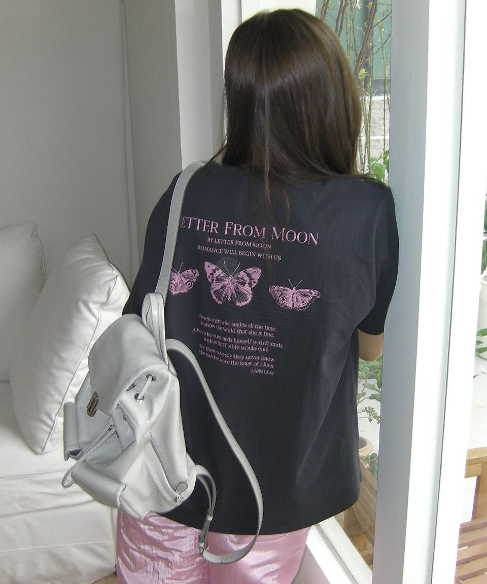 [6월 9일 예약배송] Triple Butterfly Over-fit Short Sleeve T-shirts ( Charcoal )