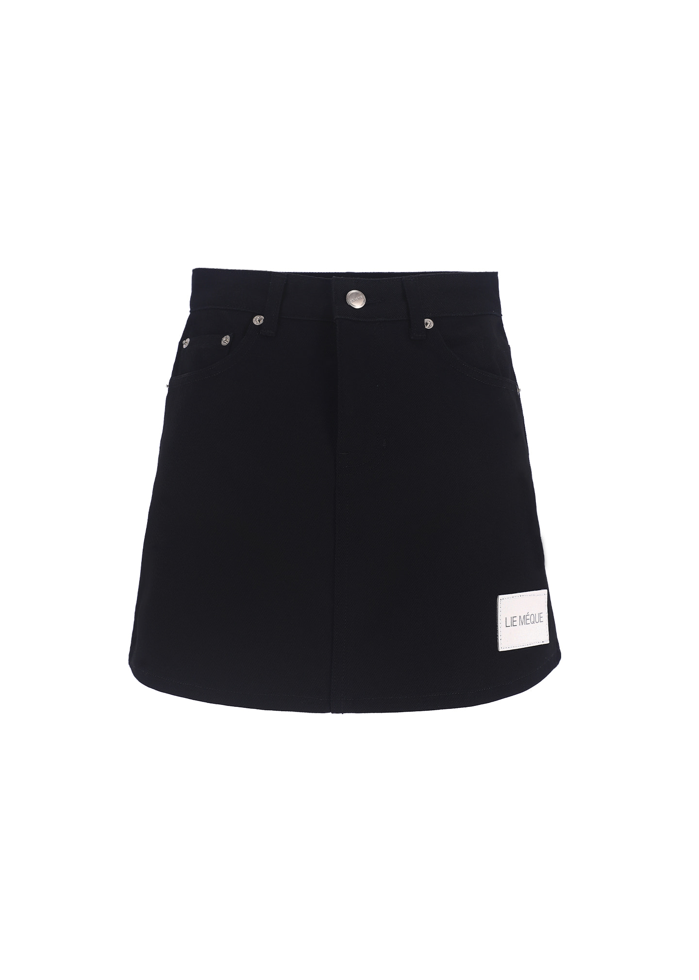 Round detailed Denim Mini Skirt