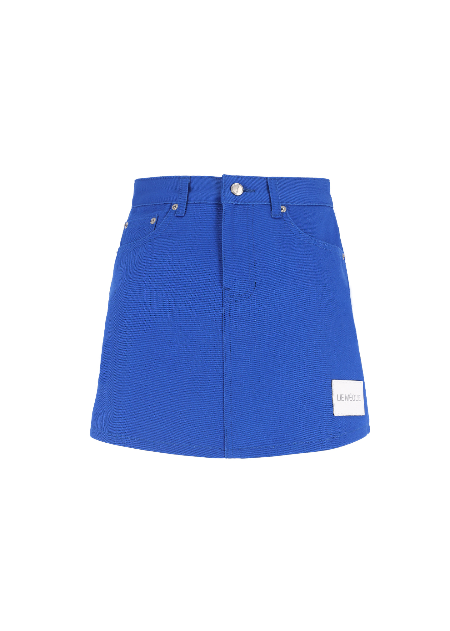 Round detailed Denim Mini Skirt