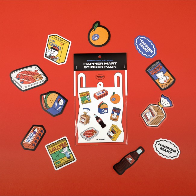 [오롤리데이] HAPPIER MART sticker pack_food series