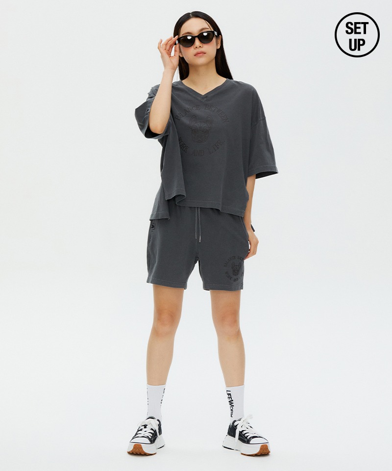 [SETUP] 여성) 원형로고 피그먼트 반팔 티셔츠 + 숏팬츠