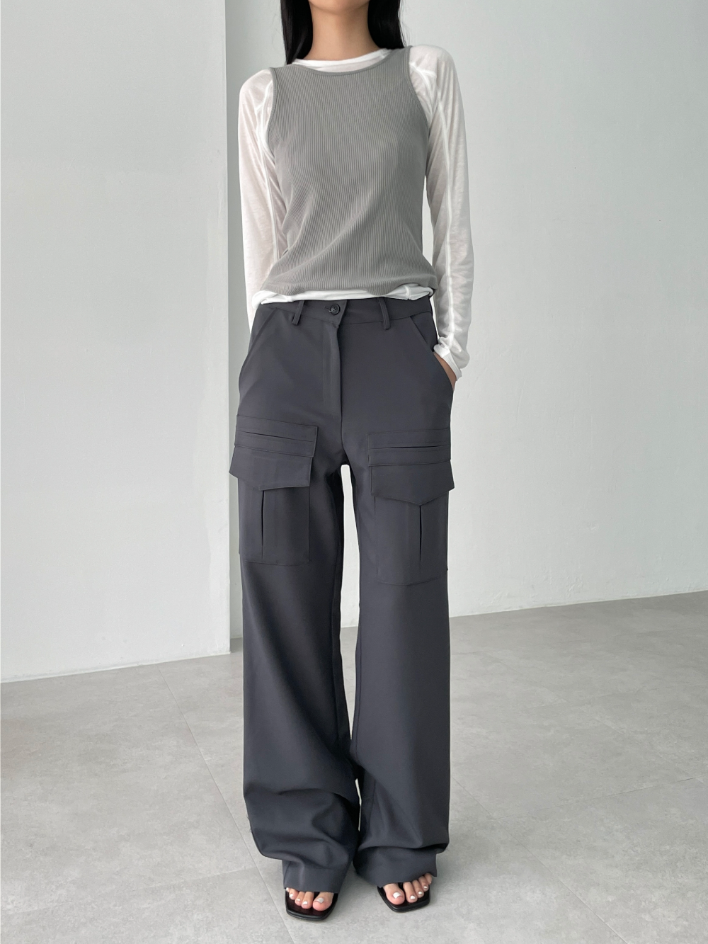 pocket straight pants (2color)