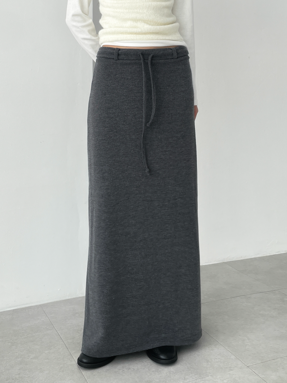 soft belt maxi skirts (2color)