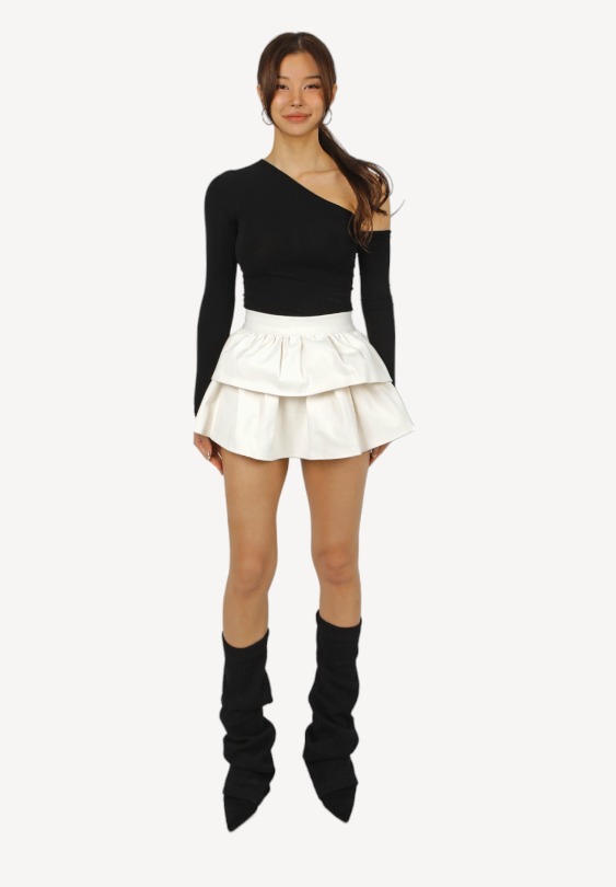 high-waist woolen skirt pants