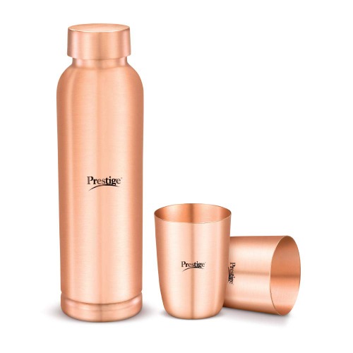 PURE 銅製の水筒1 + 銅カップ 2 セット(Prestige Copper Gift Set- Tcgs 01)900ml + 250ml x  2nos