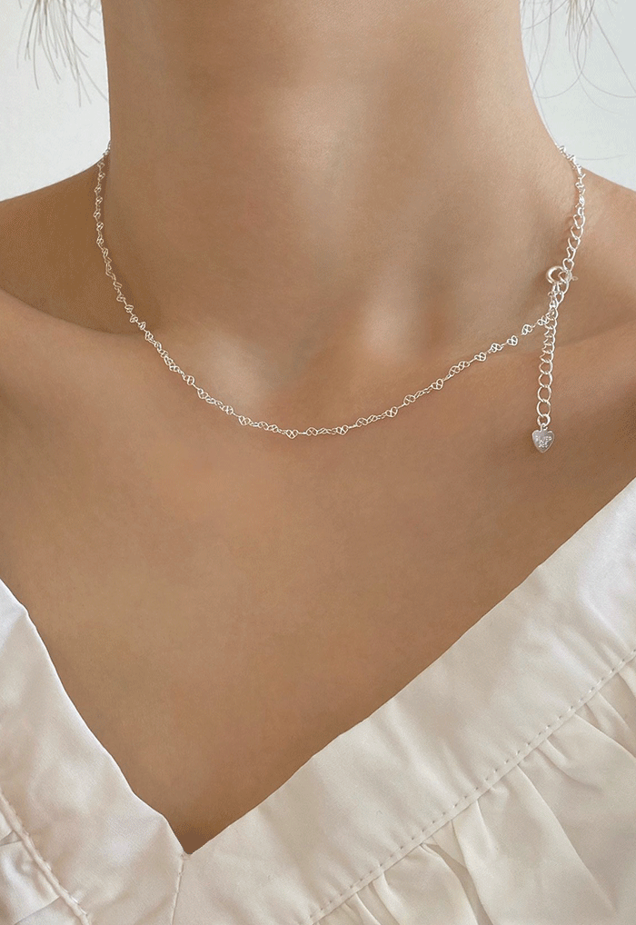 [92.5 silver] heart chain necklace